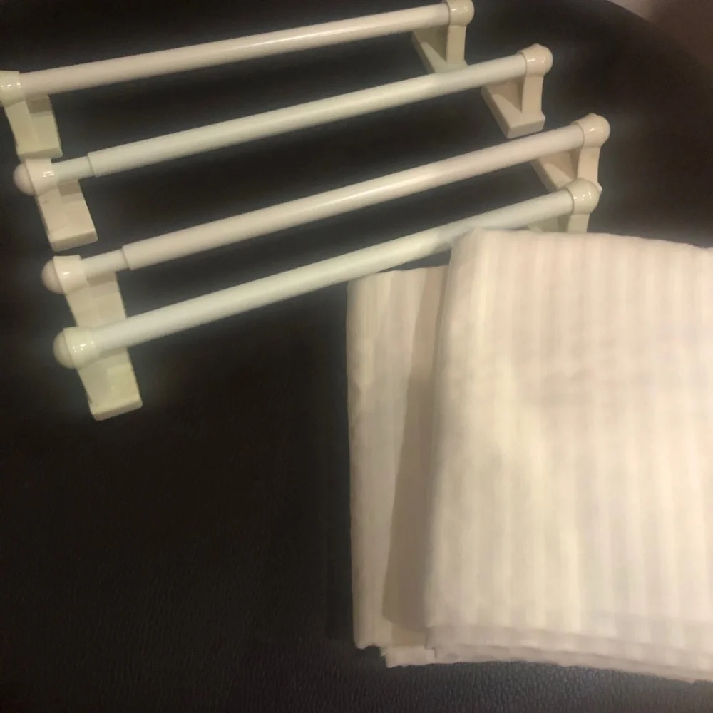 Natural Striped Semi-Sheer Sidelight Panels w/ Adjustable Magnetic Rods